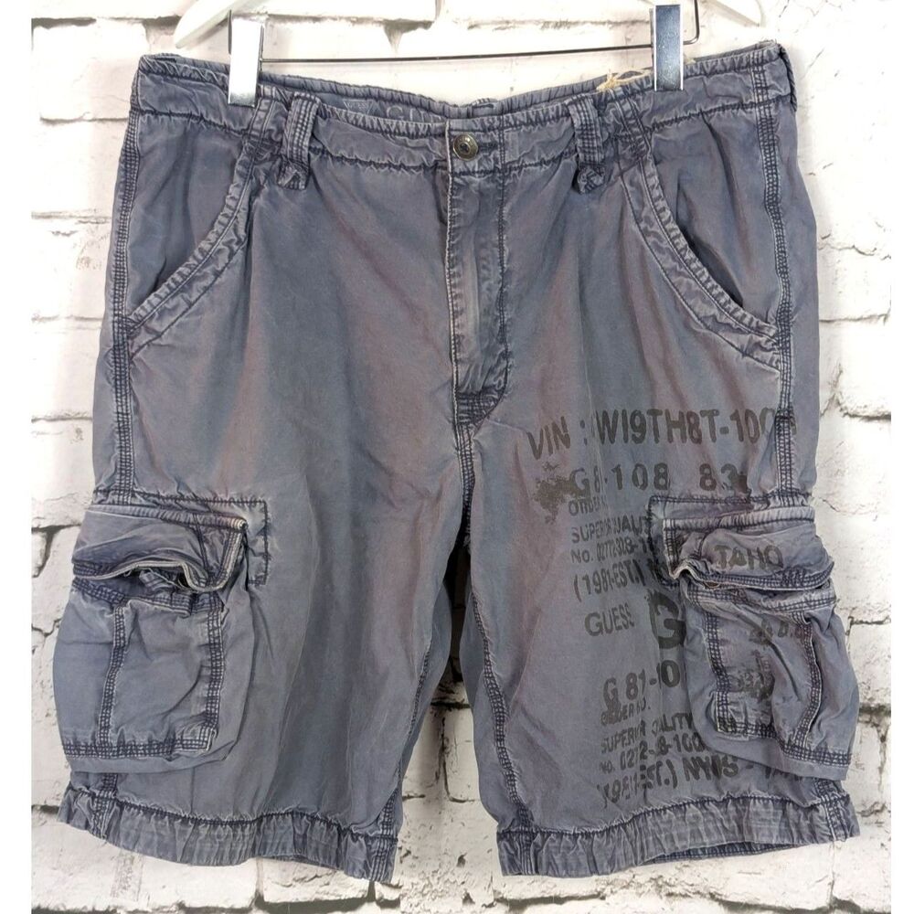 GUESS VINTAGE Y2K Grunge Punk Cargo Shorts Military Chunky Nautical Street 36